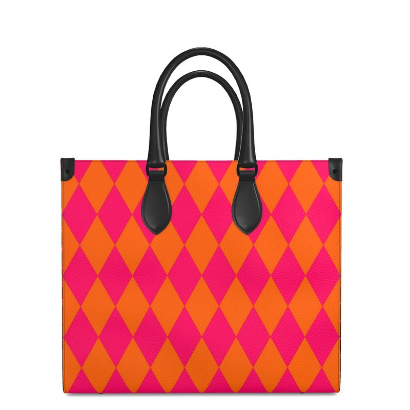 Pink Orange Argyle Tote