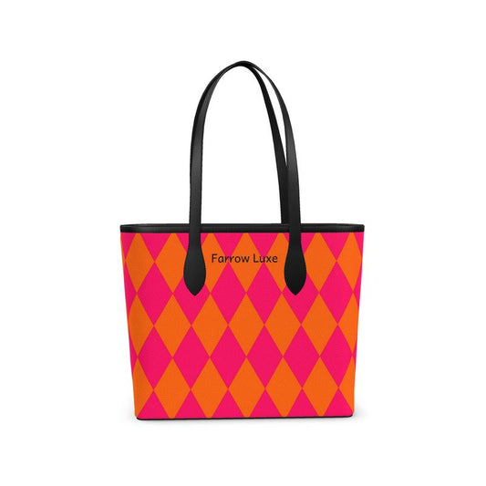 Pink Orange Argyle City Tote