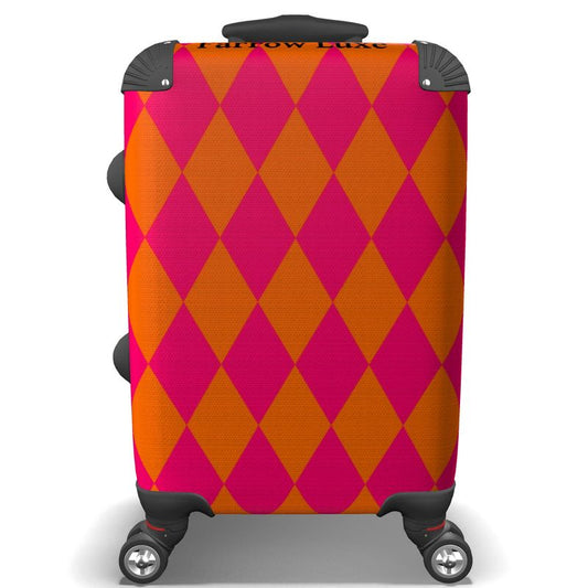 Pink Orange Argyle Suitcase